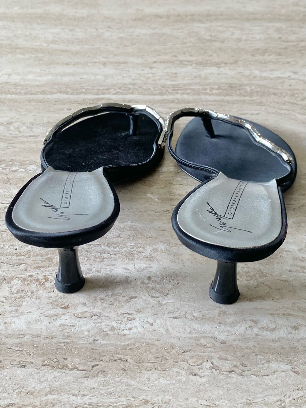 Vintage Giuseppe Zanotti Rhinestone Thong Sandal Heels - Picture 10 of 12